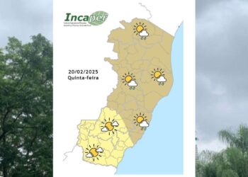 Previsão do tempo para o ES e Colatina nesta quinta-feira (20) - Foto: Incaper