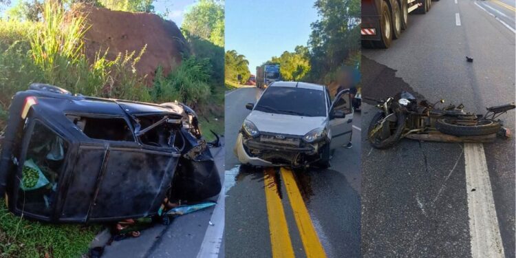 Acidente na BR-101 deixa motociclista morto e dois feridos graves em Conceição da Barra - Foto: Rede Social