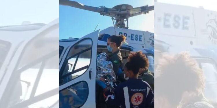 Resgate aéreo: NOTAER socorre criança vítima de queimaduras em Linhares - Foto: Reprodução