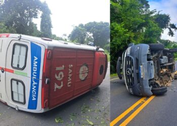 Ambulância com Inscrição do SAMU Tomba na ES-248: Entenda o Acidente e o Caso da Identificação Confusa - Foto: Rede Social