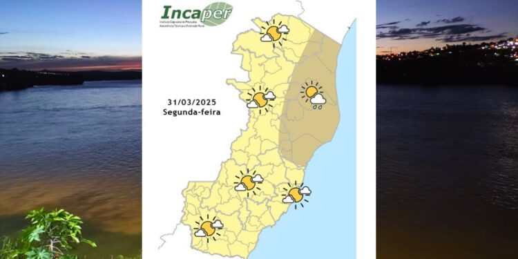 Previsão do tempo para o ES e Colatina nesta segunda (31) - Foto: Incaper