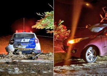 Pancas: embriagada colide com viatura policial e acaba presa - Fot: Rede Social