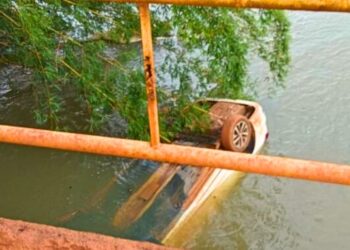 Colatina: carro cai de ponte e mobiliza bombeiros no Carnaval - Foto: Rede Social