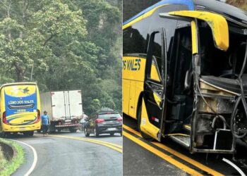 Motociclista fica ferido após acidente com ônibus e caminhão em Santa Teresa - Foto: Leitor Colatina em Ação