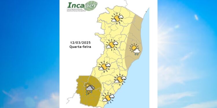 Previsão do tempo para o ES e Colatina nesta quarta (12) - Foto: Incaper