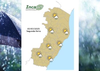 Previsão do tempo para o ES e Colatina nesta segunda (3) - Foto: Incaper
