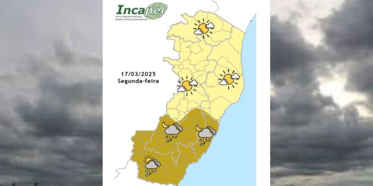 Previsão do tempo para o ES e Colatina nesta segunda (17) - Foto: Incaper