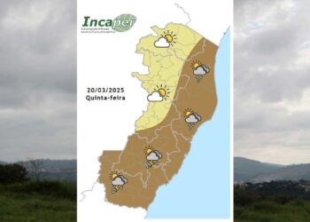 Previsão do tempo para o ES e Colatina nesta quinta (20) - Foto: Incaper