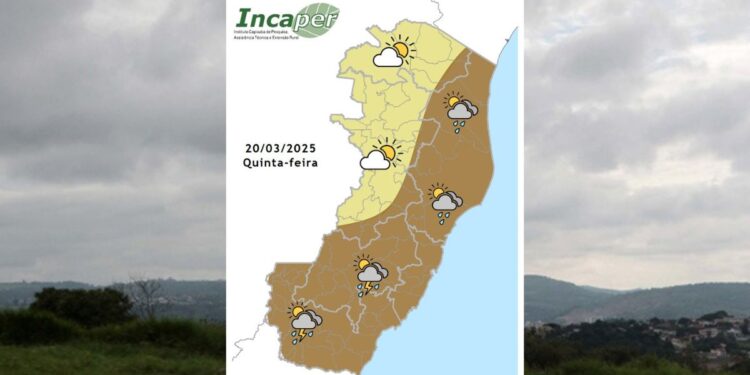 Previsão do tempo para o ES e Colatina nesta quinta (20) - Foto: Incaper