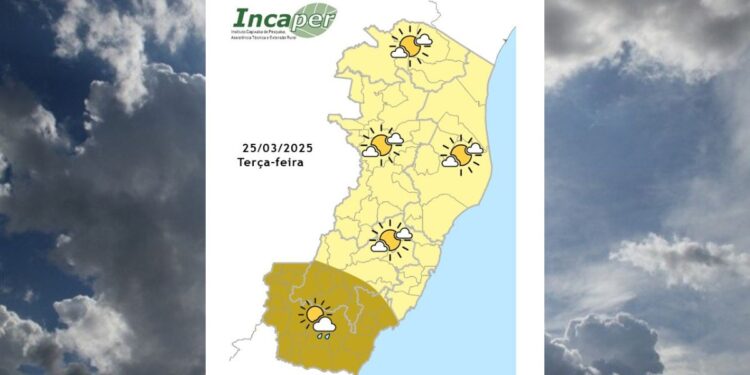Previsão do tempo para o ES e Colatina nesta terça (25) - Foto: Incaper