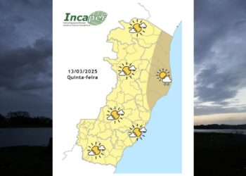 Veja previsão do tempo para o ES e Colatina nesta quinta (13) - Foto; Incaper