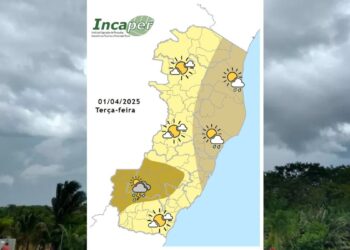 Previsão do tempo para o ES e Colatina nesta terça (01) - Foto: Incaper