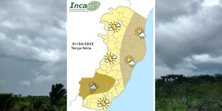 Previsão do tempo para o ES e Colatina nesta terça (01) - Foto: Incaper