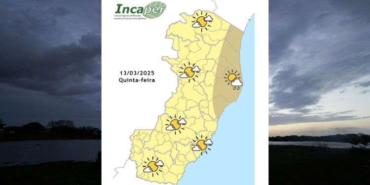 Veja previsão do tempo para o ES e Colatina nesta quinta (13) - Foto; Incaper