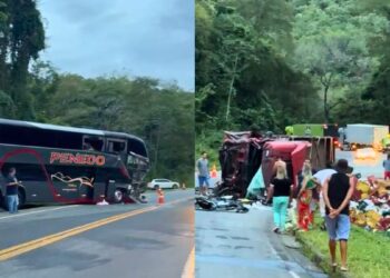 Acidente entre carreta e ônibus interdita BR-101 no ES e deixa uma pessoa morta - Foto: Rede Social