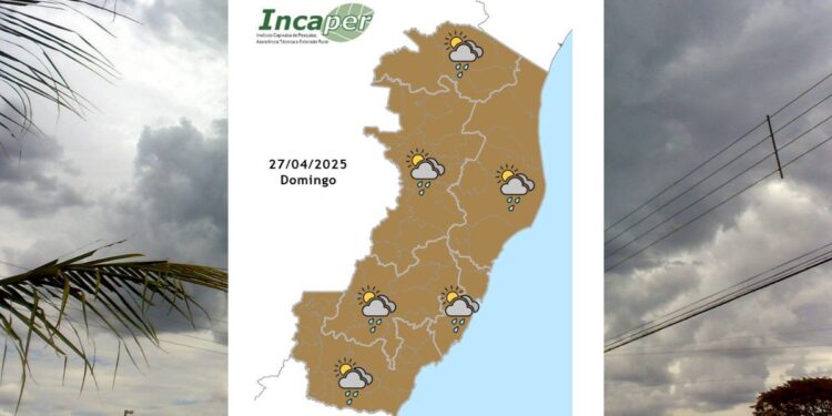 Previsão do tempo para o ES e Colatina neste domingo (27) - Foto: Incaper