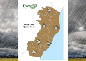 Previsão do tempo para o ES e Colatina nesta quarta (23) - Foto: Incaper