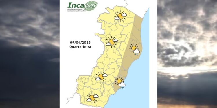 Previsão do tempo para o ES e Colatina nesta quarta (9) - Foto: Incaper