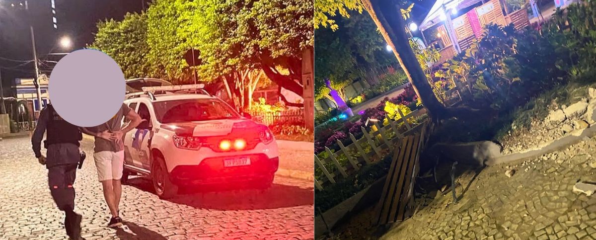 Acidente Santa Teresa: carro capota na Praça Augusto Ruschi - Foto: Rede Social