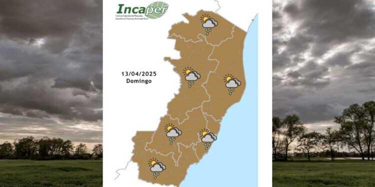 Previsão do tempo para o ES e Colatina neste domingo (13) - Foto: Incaper