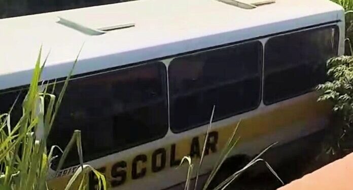 Montanha: ônibus escolar perde controle e cai em córrego - Foto: Reprodução
