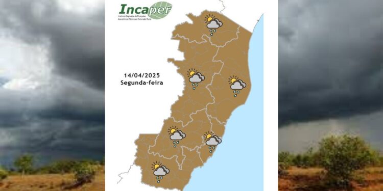 Previsão do tempo para o ES e Colatina nesta segunda (14) - Foto: Incaper