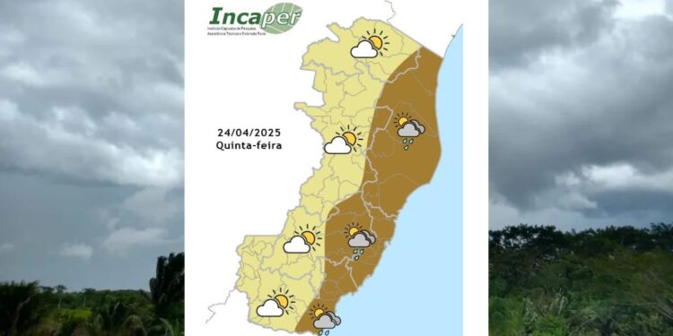 Previsão do tempo para o ES e Colatina nesta quinta (24) - Foto: Incaper
