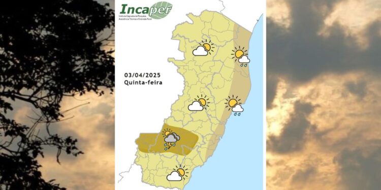 Previsão do tempo para o ES e Colatina nesta quinta (03) - Foto: Incaper