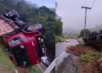 Acidente envolvendo caminhão é registrado em Afonso Cláudio - Foto: Rede Social