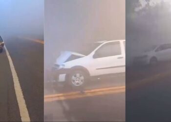 Fumaça de secador de café causa acidente com vários veículos em Águia Branca - Foto: Rede Social