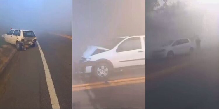 Fumaça de secador de café causa acidente com vários veículos em Águia Branca - Foto: Rede Social