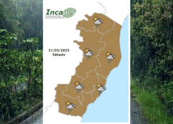 Previsão do tempo para o ES e Colatina neste sábado (31) - Foto: Incaper