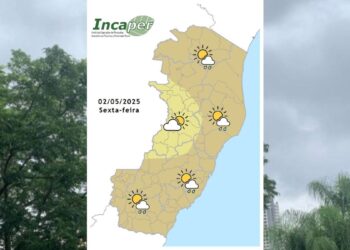 Previsão do tempo para o ES e Colatina nesta sexta (02) - Foto: Incaper
