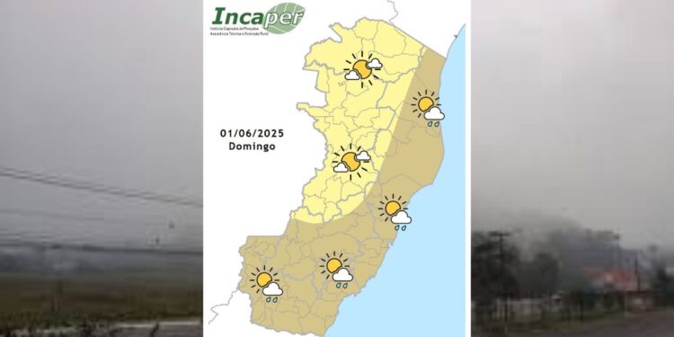 Previsão do tempo para o ES e Colatina neste domingo (01) - Foto: Incaper