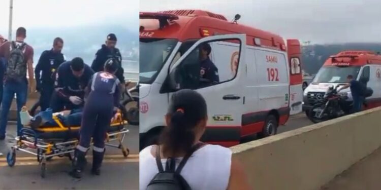 Acidente com motocicleta interdita ponte Florentino Avidos em Colatina - Foto: Rede Social