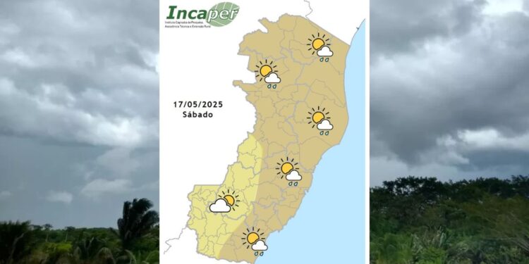 Previsão do tempo para o ES e Colatina neste sábado (17) - Foto: Incaper