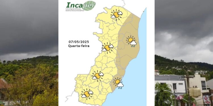 Previsão do tempo para o ES e Colatina nesta quarta (07) - Foto: Incaper