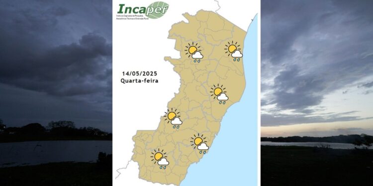 Previsão do tempo para o ES e Colatina para esta quarta (14) - Foto: Incaper