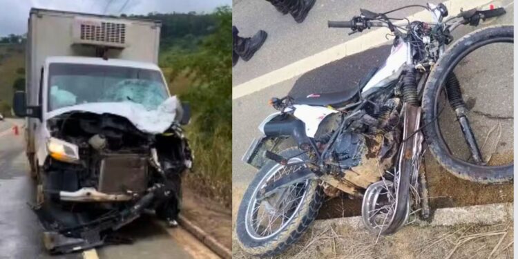 Dois jovens morrem em colisão frontal entre moto e caminhão em Barra de São Francisco - Foto: Rede Social