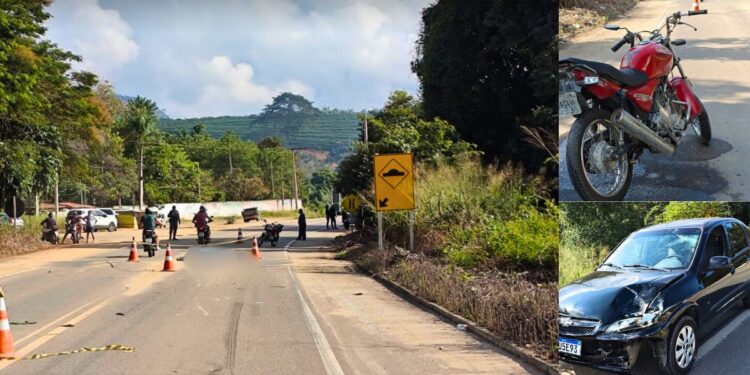 Motociclista morre após ser atingido por carro na ES-080, em Águia Branca - Foto: Reprodução