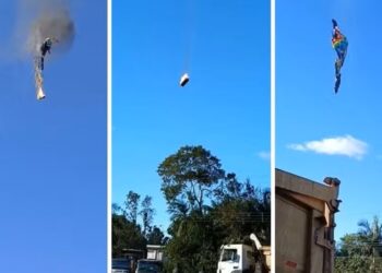 Balão cai em Santa Catarina após pegar fogo e deixa 8 mortos e 13 feridos - Fotos: Reprodução