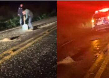 Carga de café se espalha por 4 km na ES-315 após acidente - Foto: Rede Social