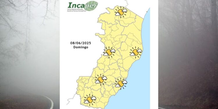Previsão do tempo para o ES e Colatina neste domingo (08) - Foto: Incaper