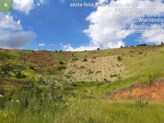 Propriedade antes de ter a nascente recuperada pela Samarco no distrito de Sapucaia, em Marilândia. Foto: Divulgação/Samarco
