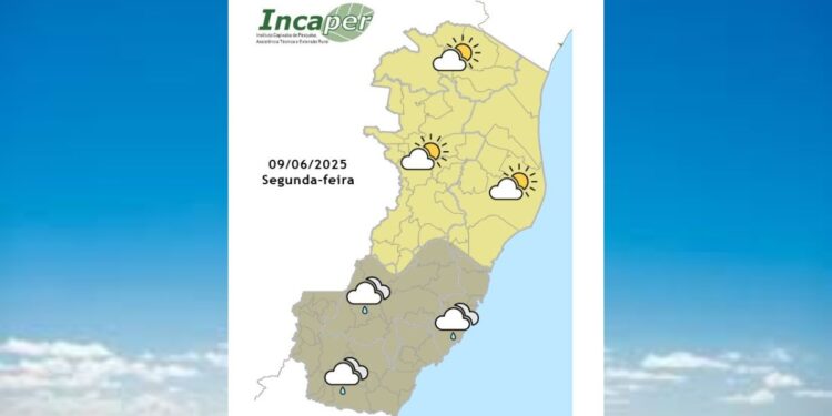 Previsão do tempo para o ES e Colatina nesta segunda (09) - Foto: Incaper
