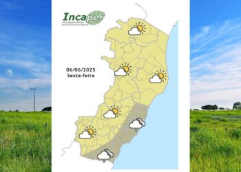 Previsão do tempo para o ES e Colatina nesta sexta (06) - Foto: Incaper