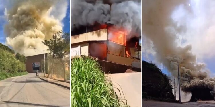 Incêndio atinge secador de café em Santa Maria de Jetibá; ninguém se feriu - Foto: Montagem Colatina em Ação