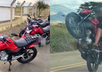 Menores são flagrados fazendo manobras perigosas com motos em Colatina - Fotos: PMES