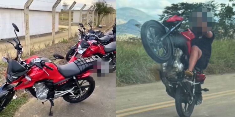 Menores são flagrados fazendo manobras perigosas com motos em Colatina - Fotos: PMES