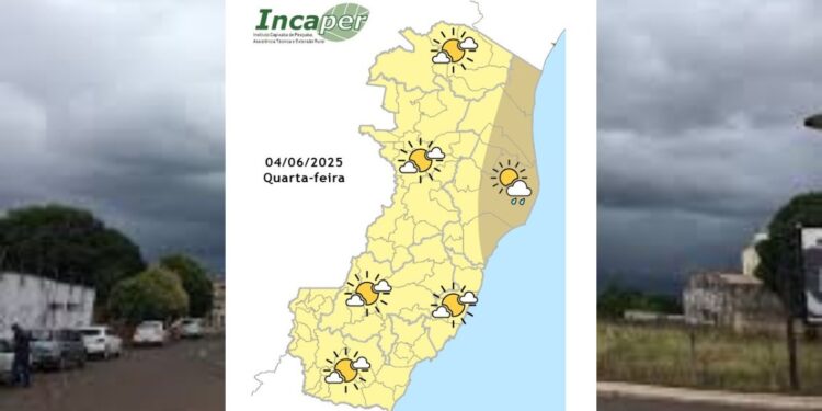 Previsão do tempo para o ES e Colatina nesta quarta (04) - Foto: Incaper